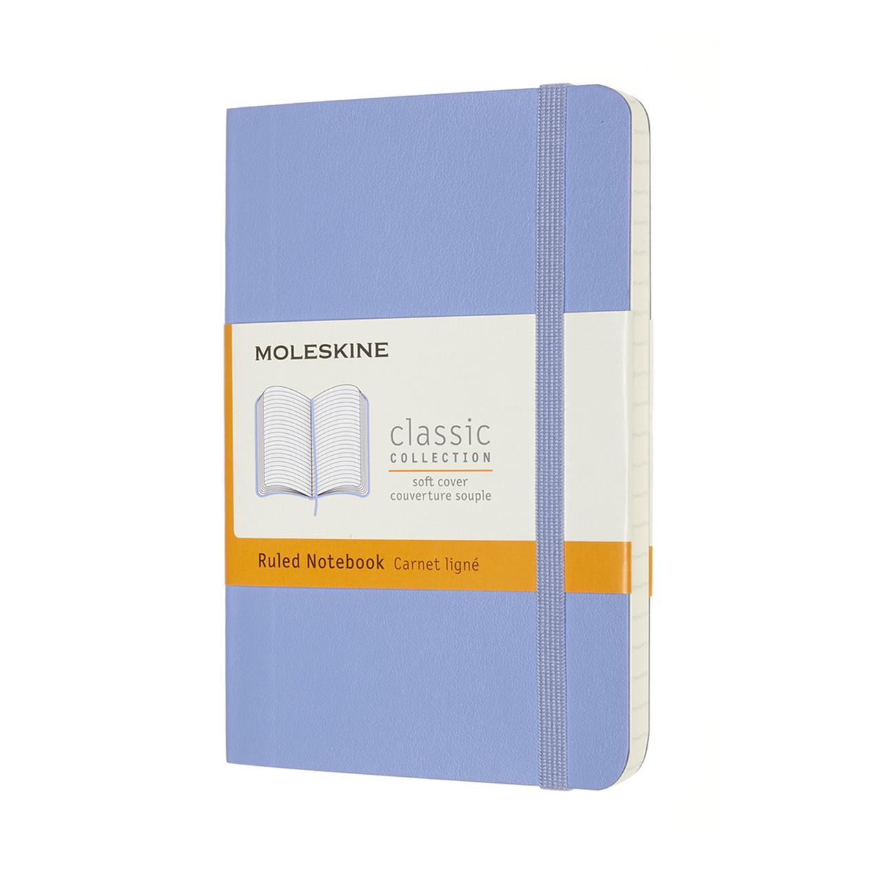 Блокнот Moleskine Classic карманный 9х14 см в линию голубая гортензия мягкая обложка