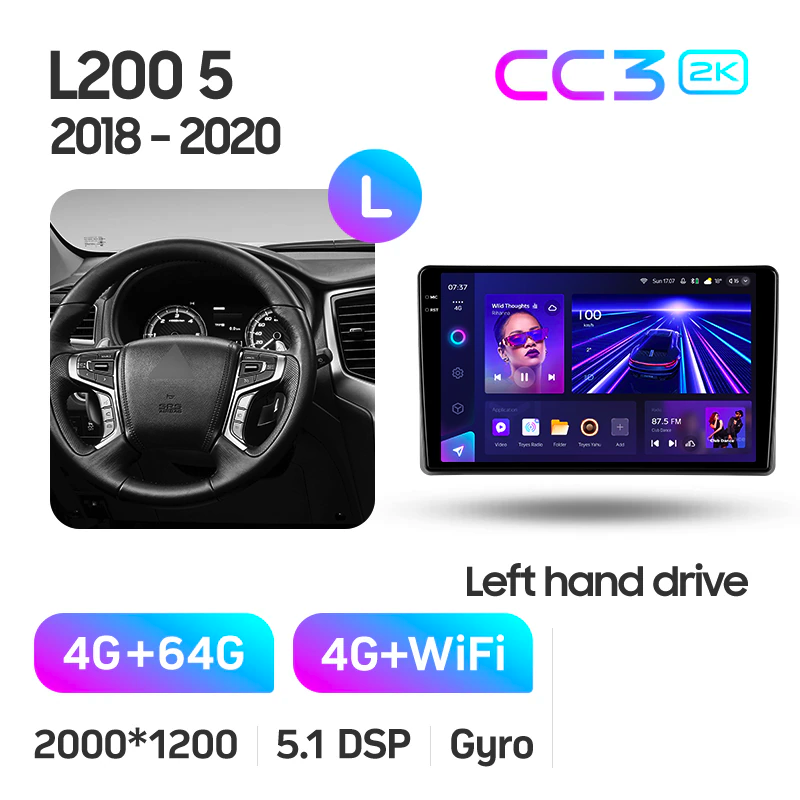 Автомагнитола штатная Teyes CC3 2К для Mitsubishi L200 5 2018-2020 Android CC3 2К 4/64G Wi-Fi/4G - фото 2