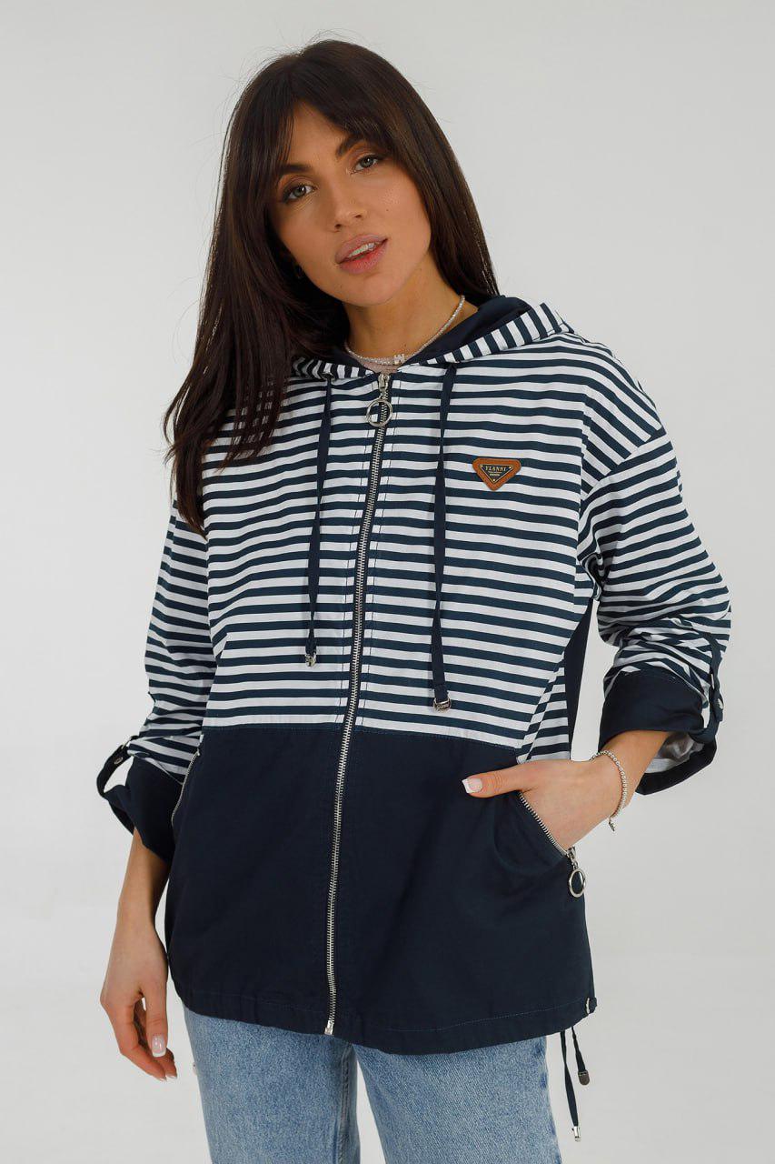 Женская летняя ветровка в морском стиле р. 54 Синий Женская летняя ветровка в морском стиле р. 54 Синий