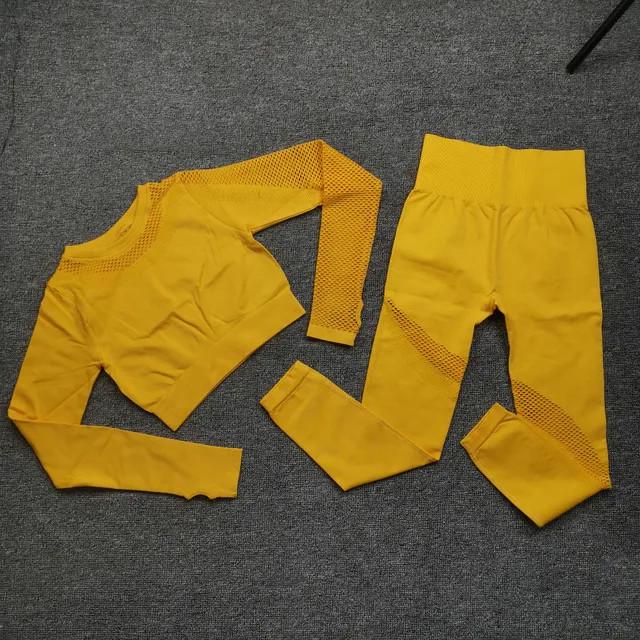 Костюм спортивный с перфорацией без пуш-ап рашгард/леггинсы S Желтый (MF04S)