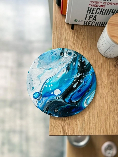 Подарунковий набір для створення двох картин у техніці Miracle Fluid art Палітра Aquamarine (14932158) - фото 4