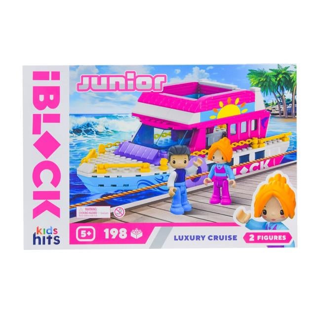 Конструктор Iblock Роскошный круиз KH08/006/3 Kids hits JUNIOR Luxury Cruise 198 деталей 2 фигурки в коробке (4897126752465)