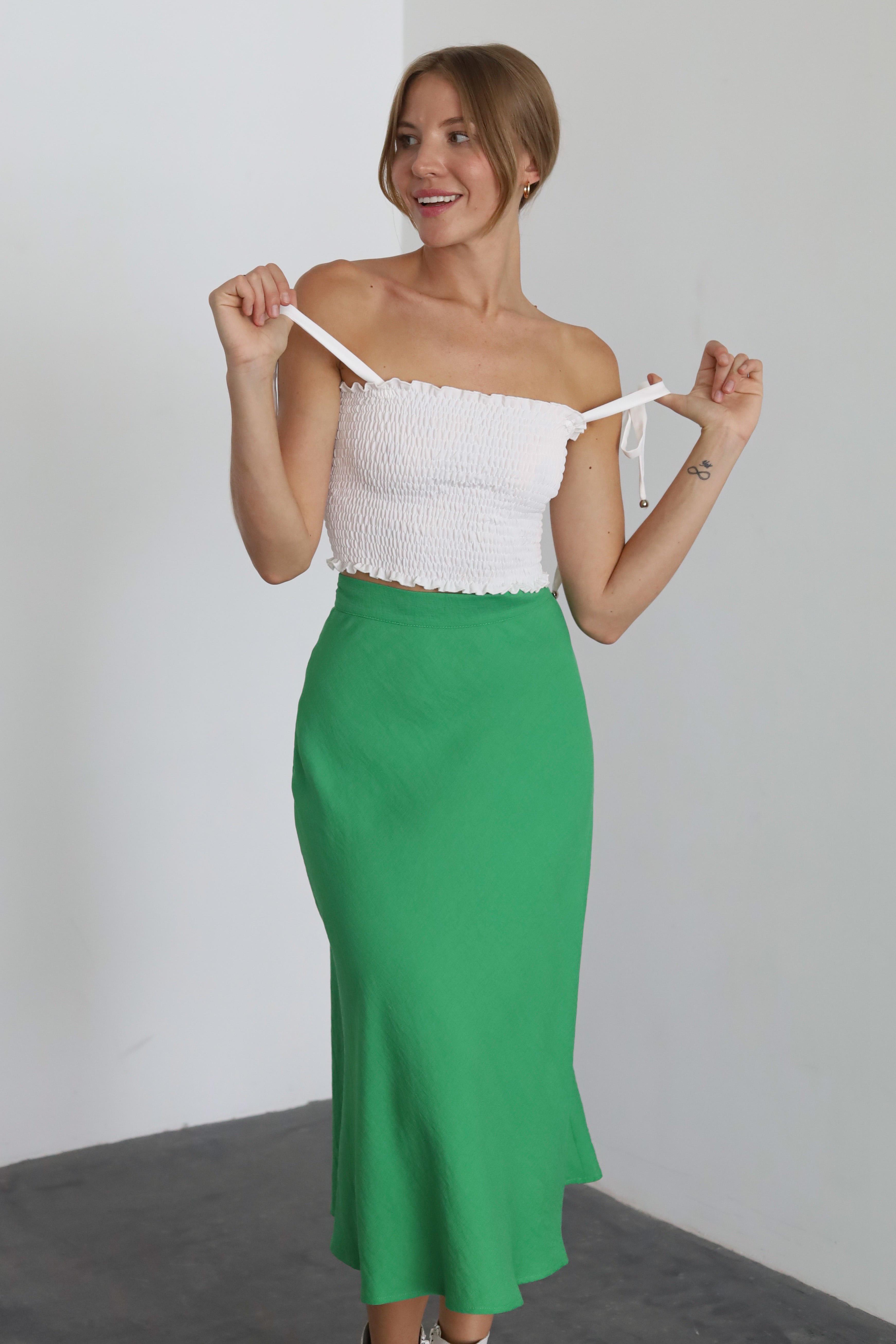 Спідниця-трапеція міді Дика Спідниця XS Зелений (3027) - фото 6 Спідниця-трапеція міді Дика Спідниця XS Зелений (3027) - фото 6