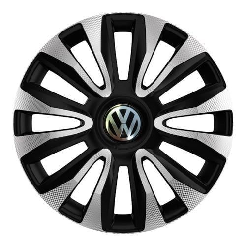 Колпаки для колес 4 Racing Avalon Carbon R14 с логотипом Volkswagen 4 шт. Silver/Black