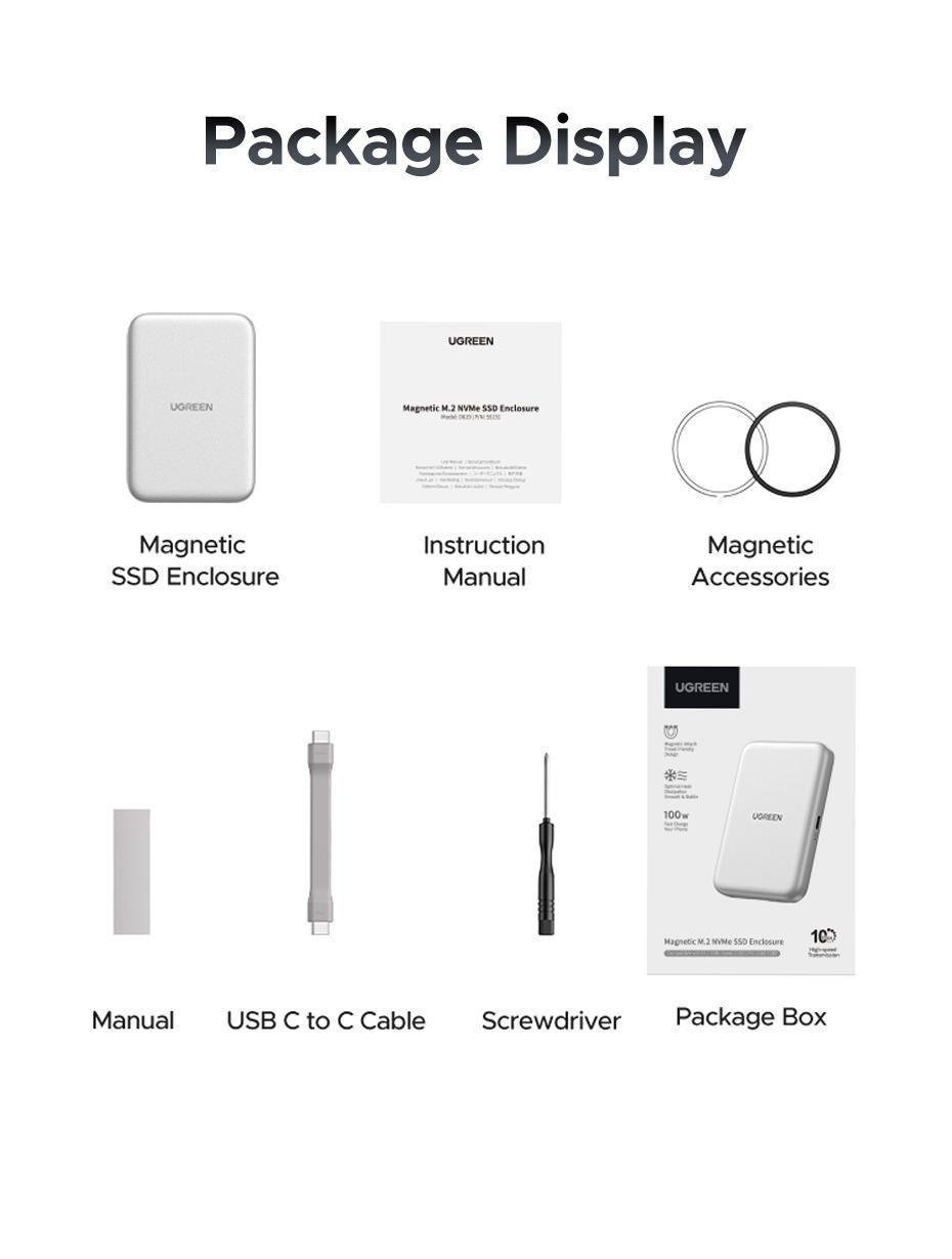 Кишеня зовнішня Ugreen 10 гбіт/с 100 Вт алюмінієвий Сріблястий (55151) - фото 14 Кишеня зовнішня Ugreen 10 гбіт/с 100 Вт алюмінієвий Сріблястий (55151) - фото 14