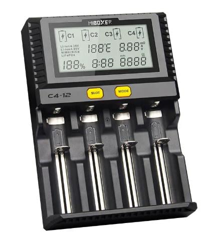 Зарядное устройство для аккумуляторов Miboxer C4-12 LCD 4 слота (10076865) Зарядное устройство для аккумуляторов Miboxer C4-12 LCD 4 слота (10076865)