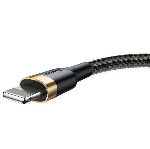 Кабель для быстрой зарядки BASEUS Cafule Cable USB to Lightning 2,4 A 1 м Black/Gold (CALKLF-BV1) - фото 3 Кабель для быстрой зарядки BASEUS Cafule Cable USB to Lightning 2,4 A 1 м Black/Gold (CALKLF-BV1) - фото 3