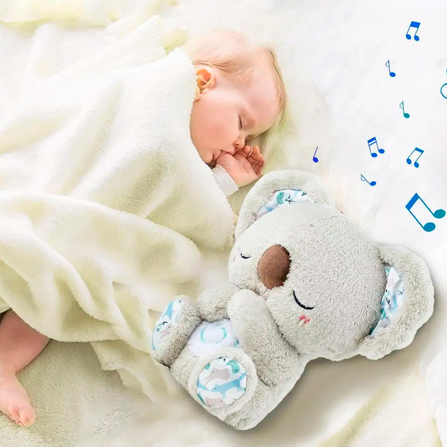 Мягкая игрушка интерактивная Коала дышащая со световыми и звуковыми эффектами 25 см Светло-серый (2117-59) - фото 9