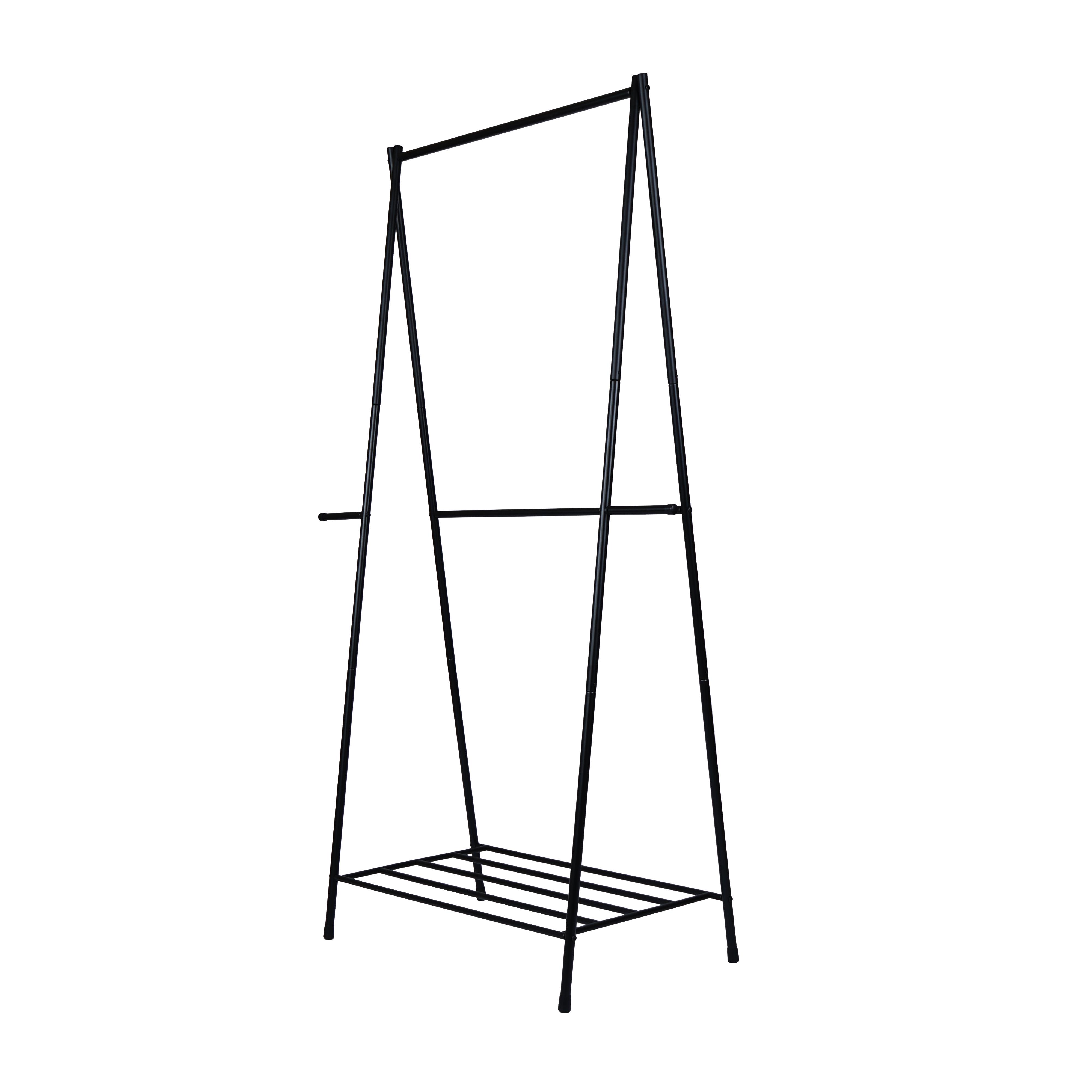 Стойка-вешалка для одежды Eco Fabric с полкой для обуви металлическая 105x47x170,5 см Черный (EF-1050)