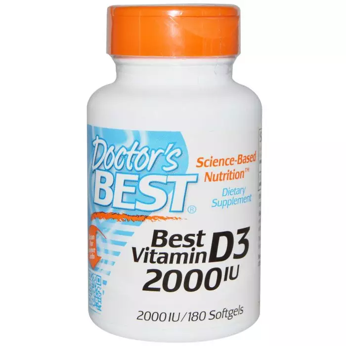 Витамин D3 2000IU Doctor's Best 180 желатиновых капсул (DRB00210)