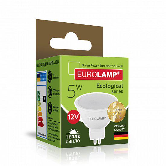 Світлодіодна лампа рефлекторна Eurolamp LED-SMD-05533(12)(P) 5W 12V 420 lm 3000K GU5.3 50х54 мм (4260484996527) - фото 3