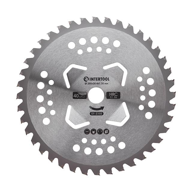Ніж для мотокоси/тримера з твердосплавними напайками 255х25,4х1,35 мм 40T (HRC 82-86)