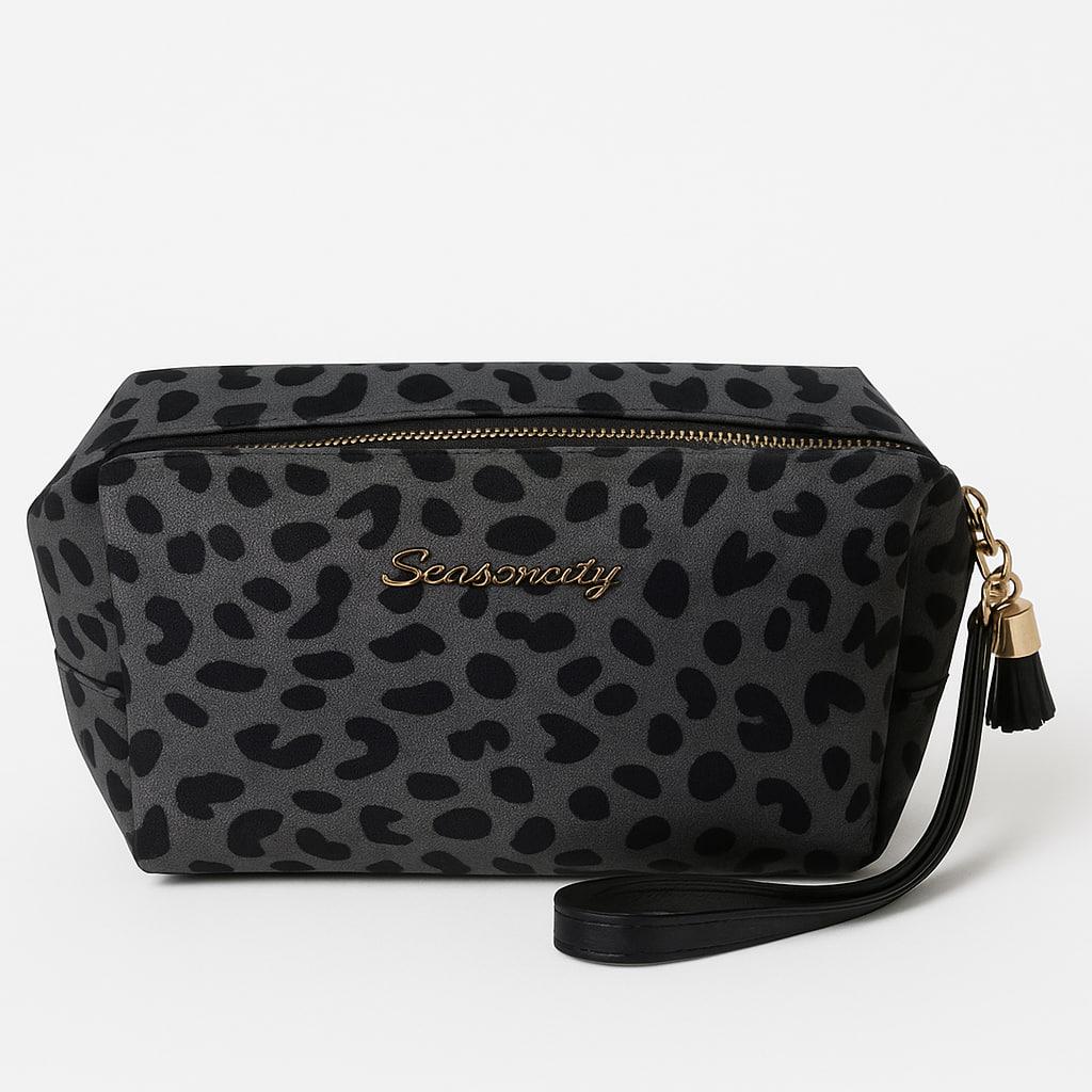 Косметичка Леопардовая с ремешком Серый (3bdf679f)