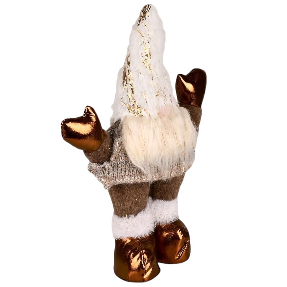 Фигурка новогодняя Гном с подсветкой Stenson Gnome 30 см Белый/Коричневый (R95934)