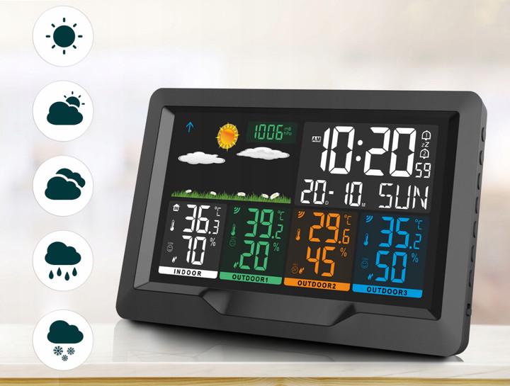 Метеостанция BERDSEN BD-904 с беспроводным датчиком будильником фазами Луны и термометром Black - фото 2 Метеостанция BERDSEN BD-904 с беспроводным датчиком будильником фазами Луны и термометром Black - фото 2