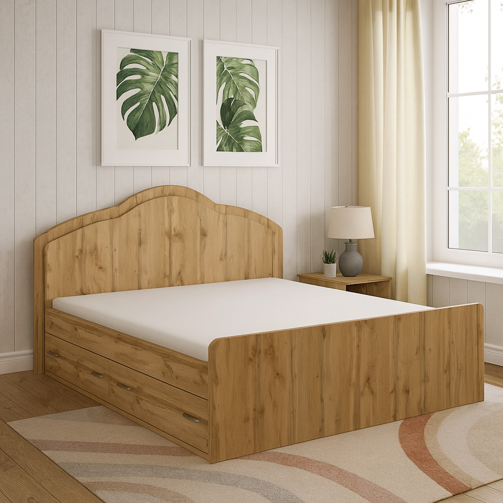 Кровать двуспальная Континент Диана-1 с двумя ящиками 120x200 см Дуб Аппалачи (52927820)