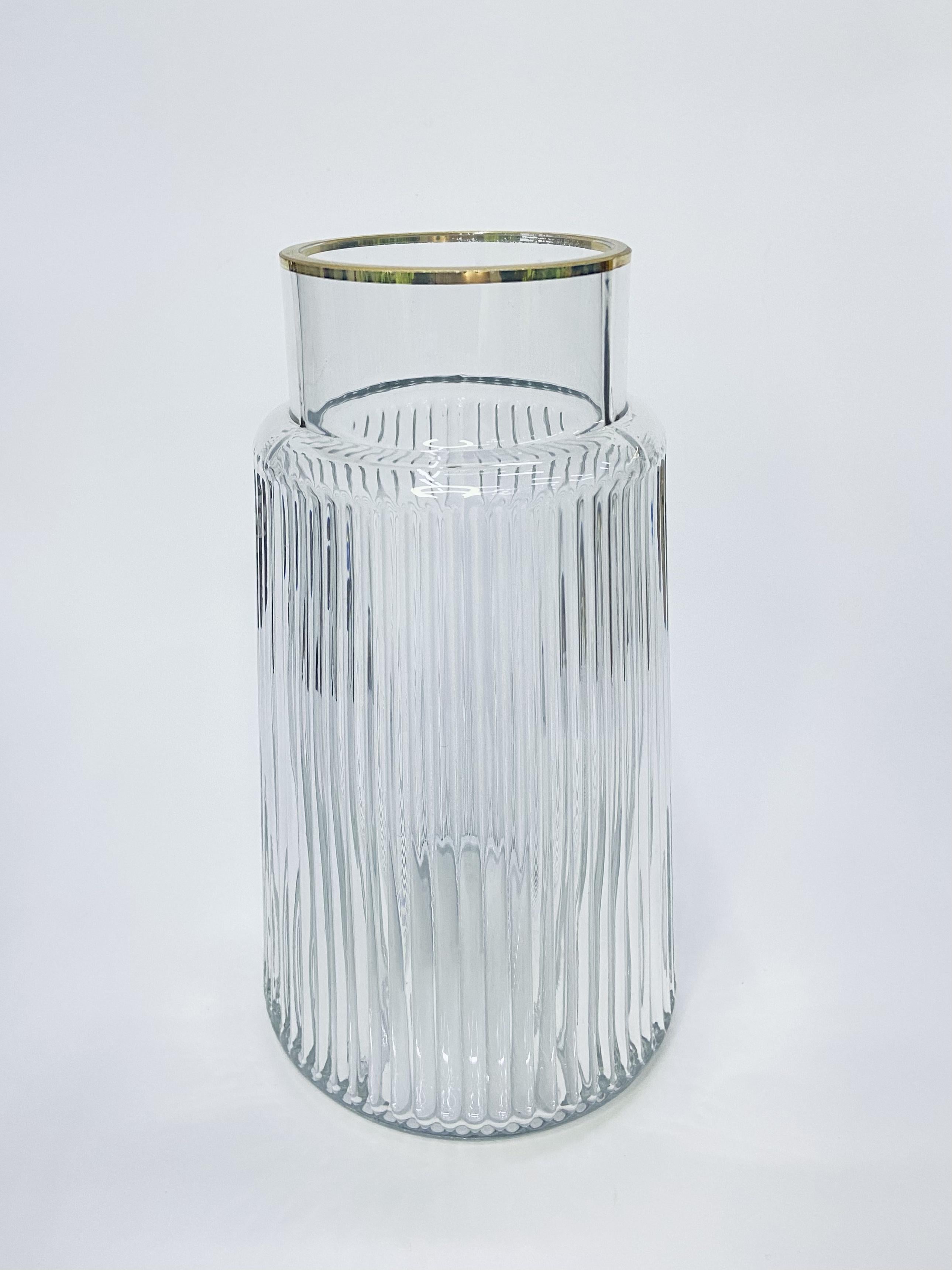 Ваза стеклянная Grace 20 см Прозрачный/Золотой (591-338)