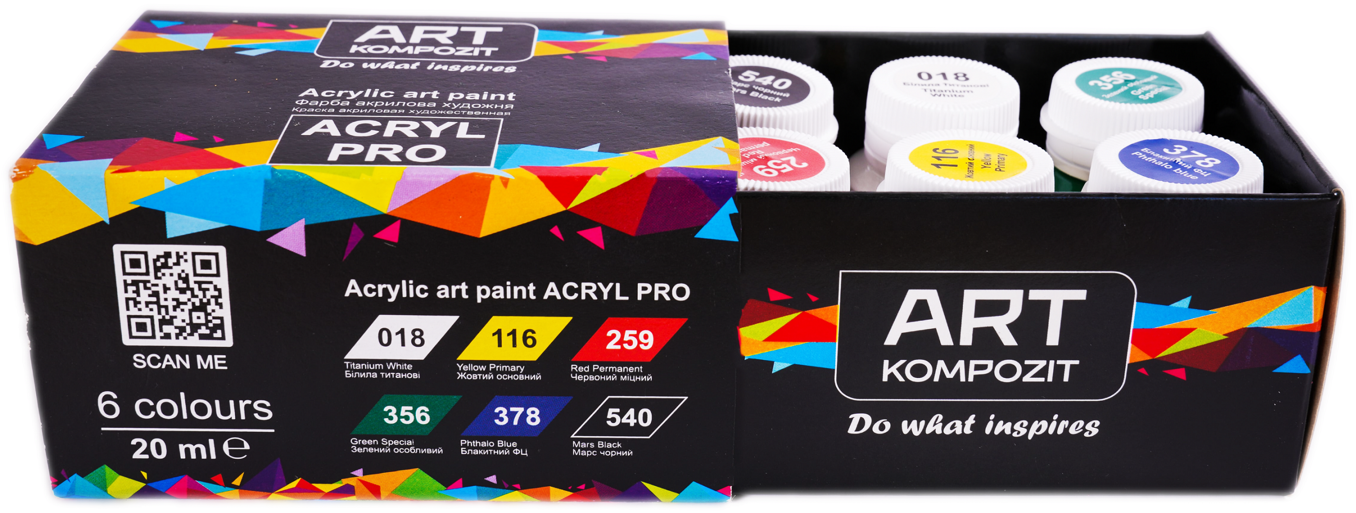 Краска художественная ART Kompozit Acryl PRO 6x20 мл