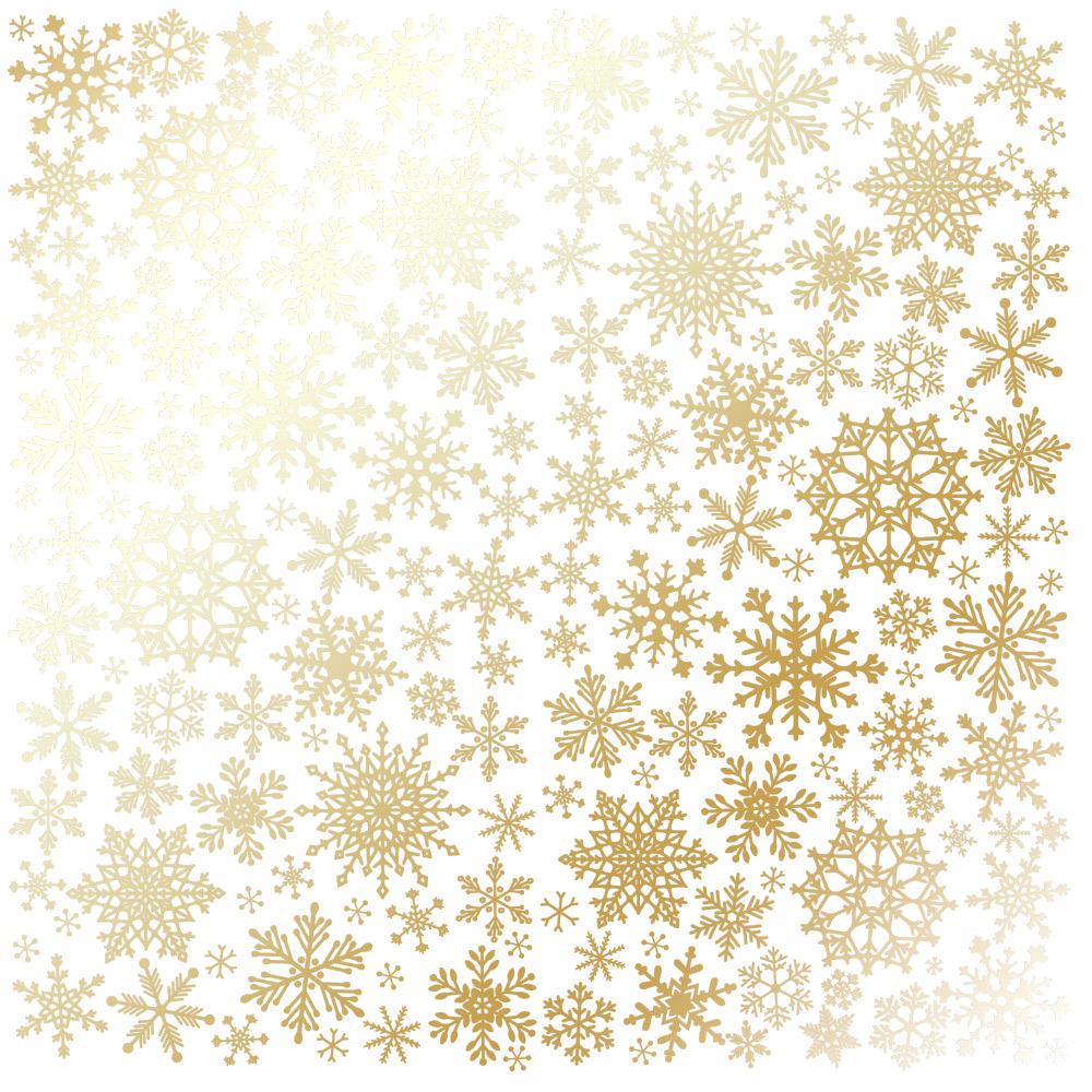 Лист бумаги односторонний Golden Snowflakes с фольгированием 30,5х30,5 см White
