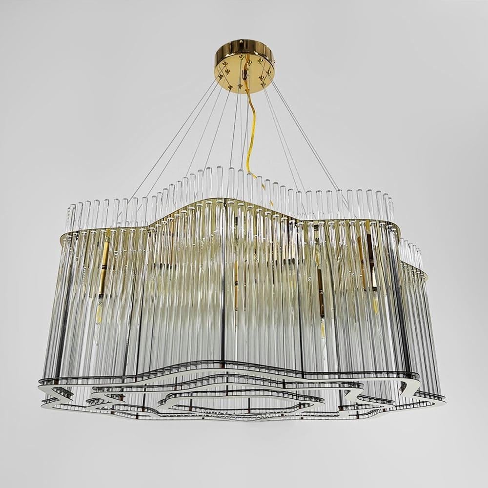 Люстра изысканная со стеклянными трубками Ø 77 см Золотой (518-800А АВ)