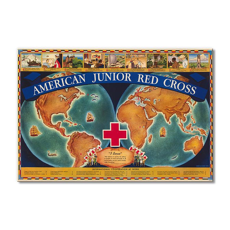Винтажная карта Карта американского Красного Креста 1 модуль 40х60 см