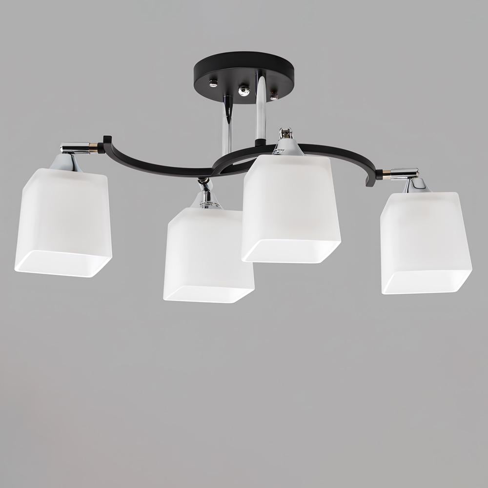 Люстра стельова Light House SR-20291/4 BK/CR L680хW470хH220 E27 плафони білі Чорний/Хром