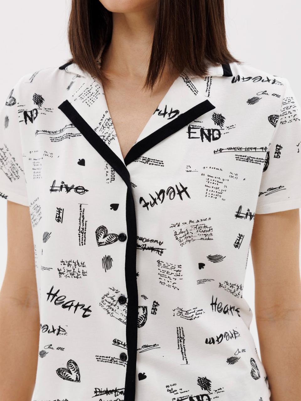 Піжама жіноча Roksana сорочка на ґудзиках/шорти XXL Білий (2518048820) - фото 3 Піжама жіноча Roksana сорочка на ґудзиках/шорти XXL Білий (2518048820) - фото 3