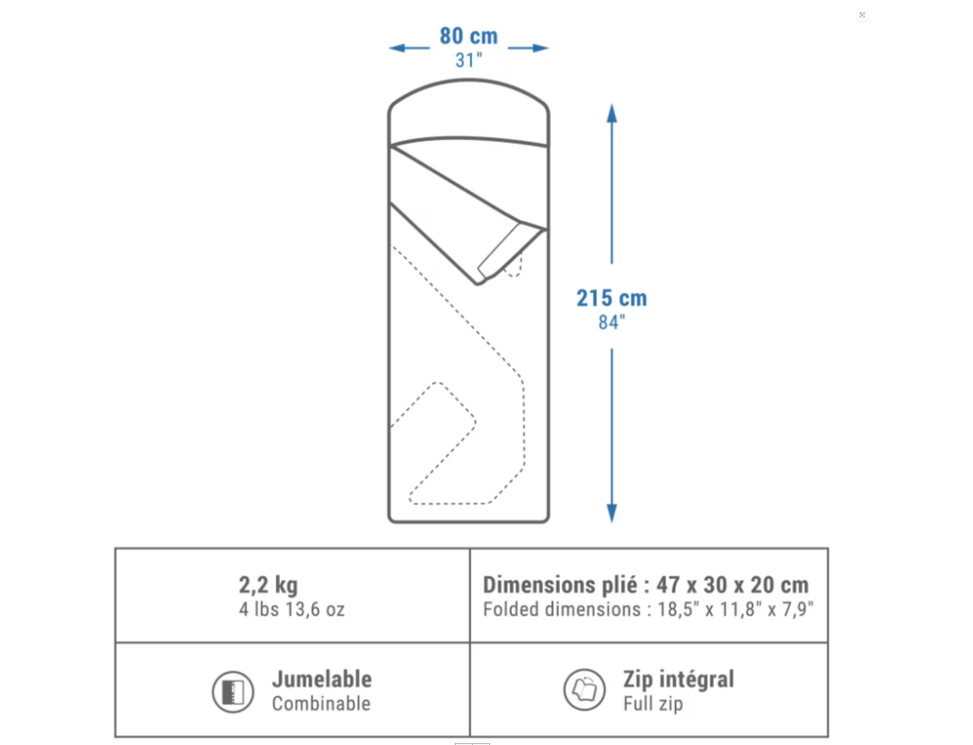 Мішок спальний Quechua для кемпінгу 215x80 см Зелений - фото 2 Мішок спальний Quechua для кемпінгу 215x80 см Зелений - фото 2