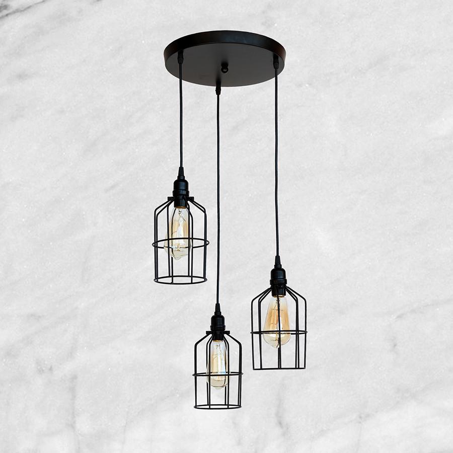 Люстра на три фігурні плафони Чорний (56-PR1985F-3 BK)