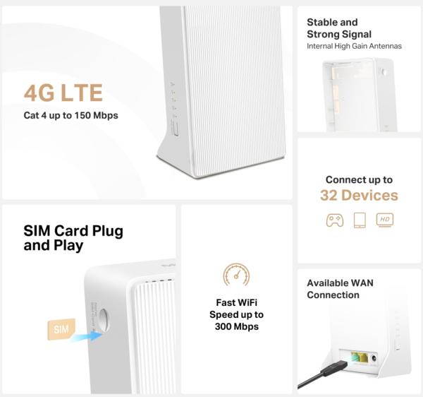 Wi-Fi-роутер Mercusys MB112-4G (1644285) - фото 4