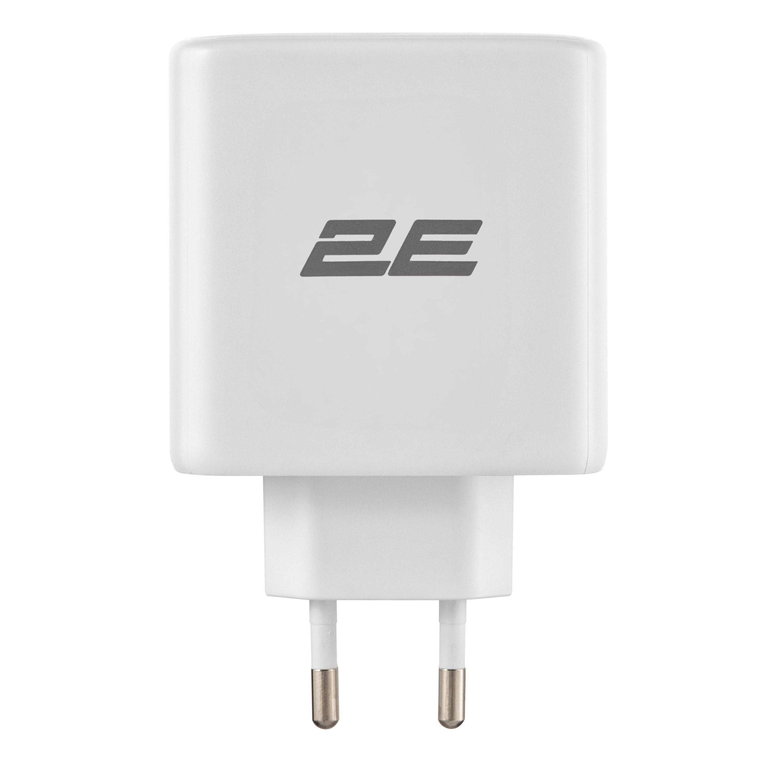 Зарядний пристрій 2E GaN 65 Вт 2xUSB-C USB-A PD/QC 2E-WC3USB65W-W Білий (616411)