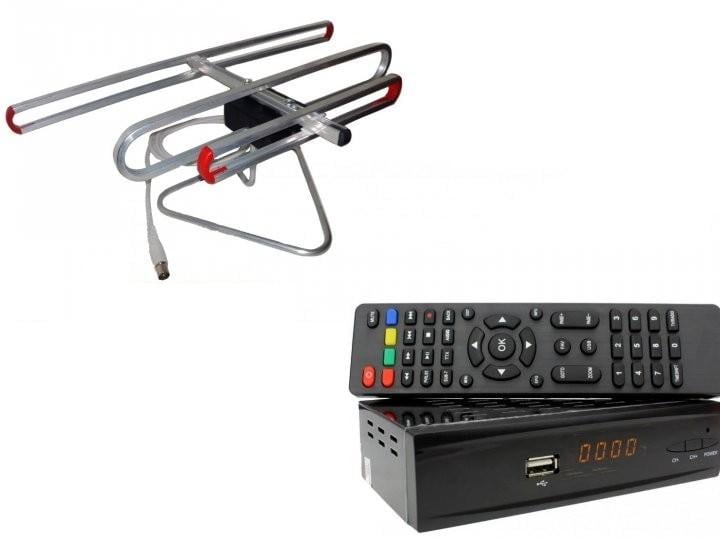 Комплект DVB-S2/T2 тюнер комбинированный Combo DVB-S2/T2/антенна комнатная улучшенная