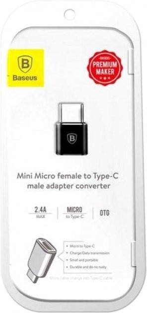 Адаптер-перехідник Baseus Micro Female To Type-C Male Adapter Converter Black (CAMOTG-01) - фото 2