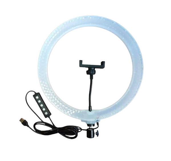 Кільцева лампа RGB Diamond Crystal 3D-26 см кольорова на 15 Вт зі штативом та тримачем на USB - фото 4