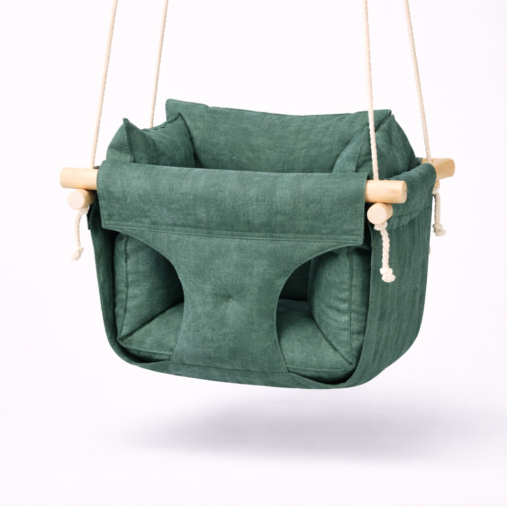 Дитяча гойдалка підвісна Преміум бавовна мармур Зелений (gs-9063)