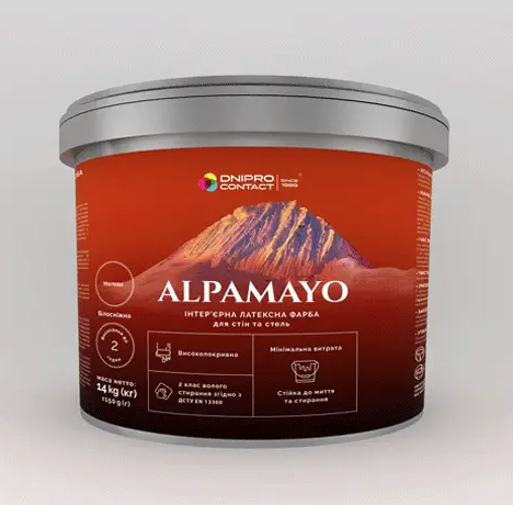 Краска латексная интерьерная Днепр-Контакт ALPAMAYO В1 А-1 14 кг Белый (2642772633)