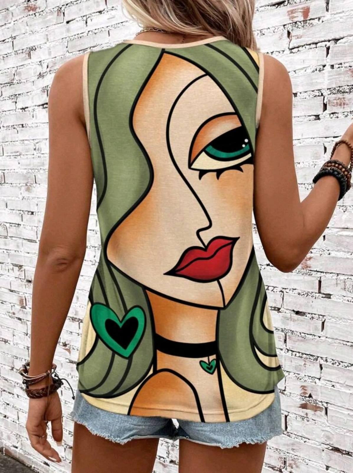 Майка женская Face Print S/M Разноцветный (27303974) - фото 2 Майка женская Face Print S/M Разноцветный (27303974) - фото 2