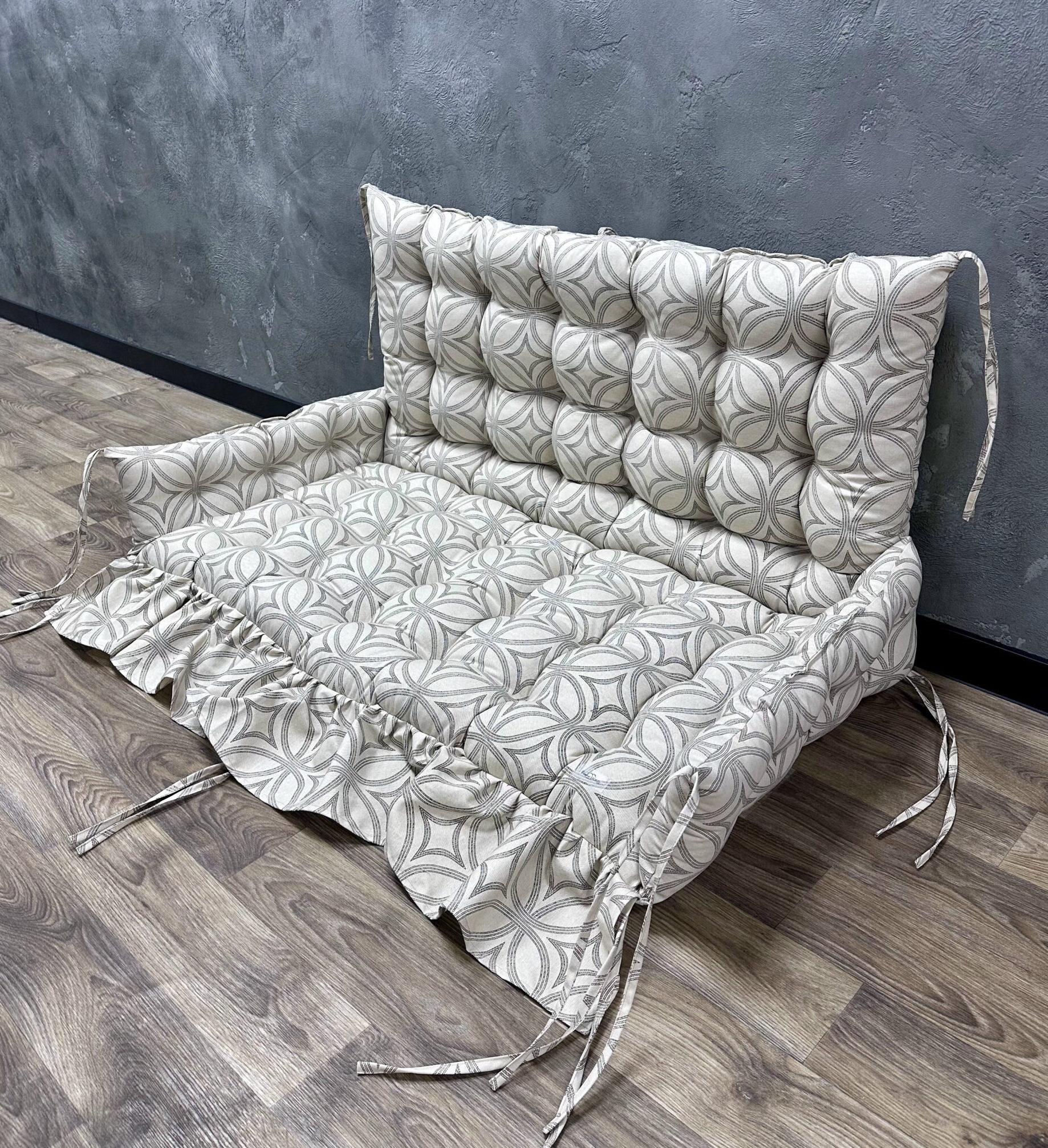 Подушка Сomfort Home Ornament с бортами и рюшей на поддоны/качалки/каркасы/садовая мебель 100х50х50х20 см