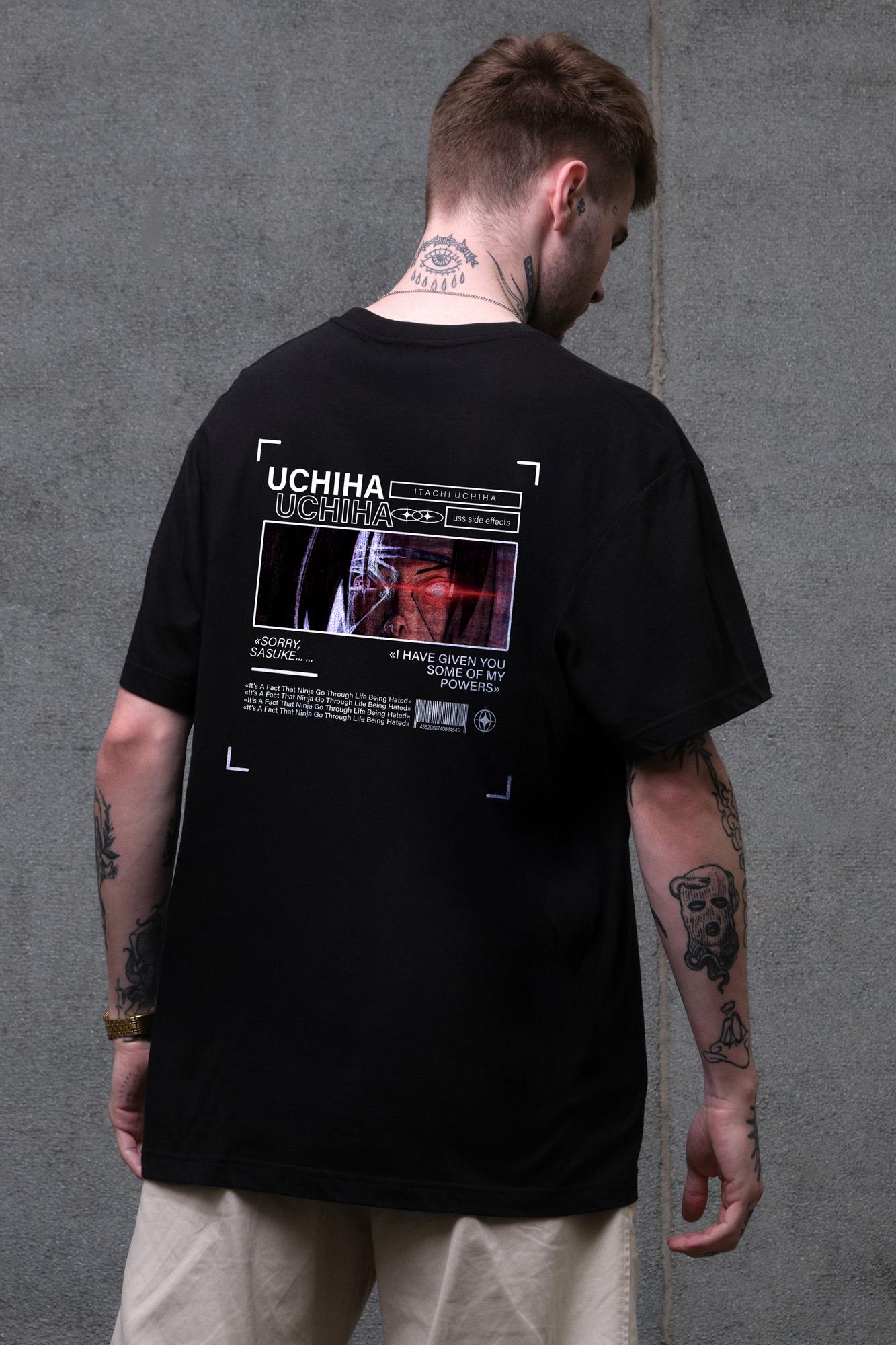 Футболка мужская Without с принтом Uchiha оверсайз 2XL/3XL Black (2XL8049516)