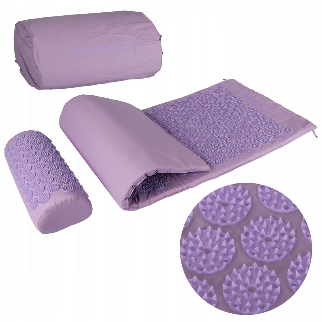 Коврик акупунктурный с валиком SportVida SV-HK0411 аппликатор Кузнецова 130x50 см Purple/Purple (2375564192) - фото 7