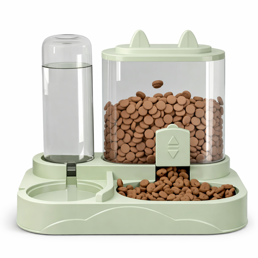 Автоматична годівниця та поїлка для котів і собак 2 в 1 400/700 мл Зелений (2931527842)