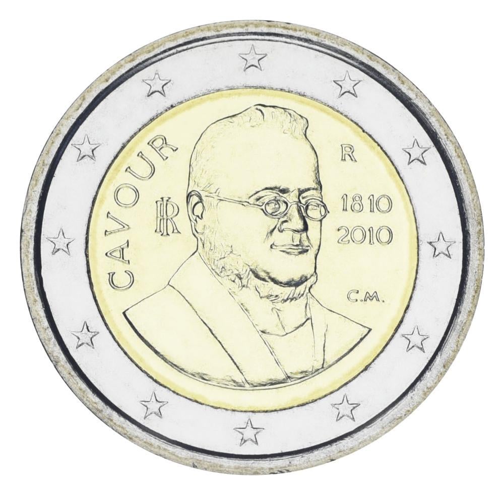 Коллекционная монета Италия 2 евро 2010 200 лет со дня рождения Камилло Кавура UNC (KM#328)