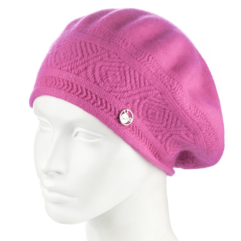 Берет женский ангоровый двойной Atrics WH912 с узором Голубой