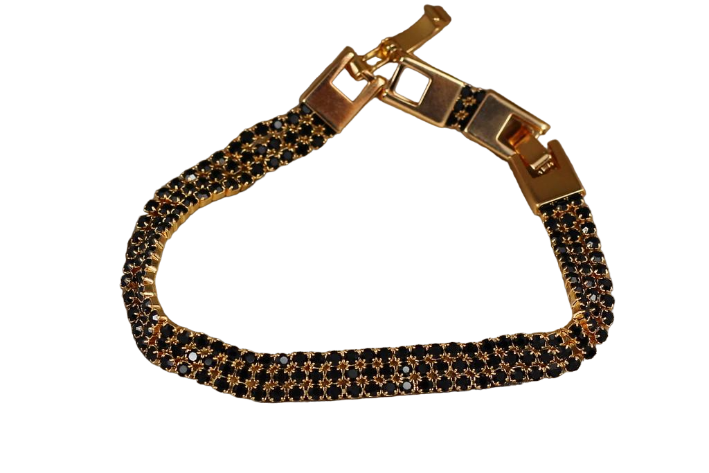 Браслет Xuping Jewelry Дорожки из черных камней 18,5 см 8 мм Золотистый (1810287773)