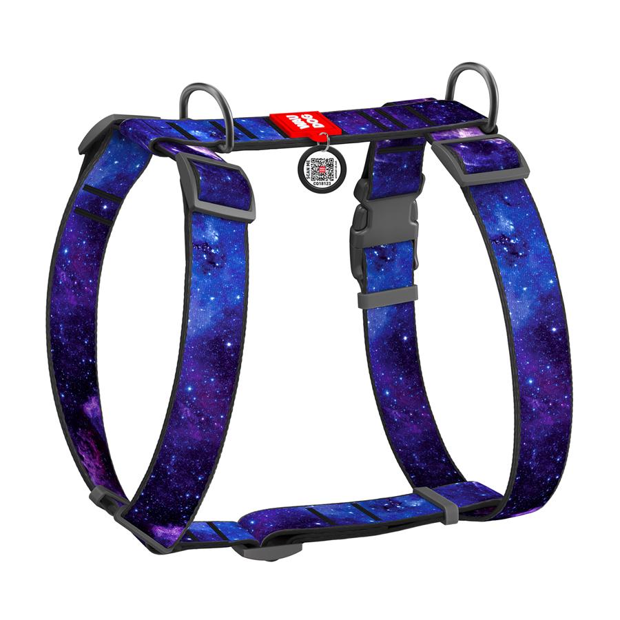 Шлея для собак анатомическая Waudog Nylon NASA21 с QR-паспортом XL 35 мм А 55-95 см/В 70-110 см Blue (323-0148)