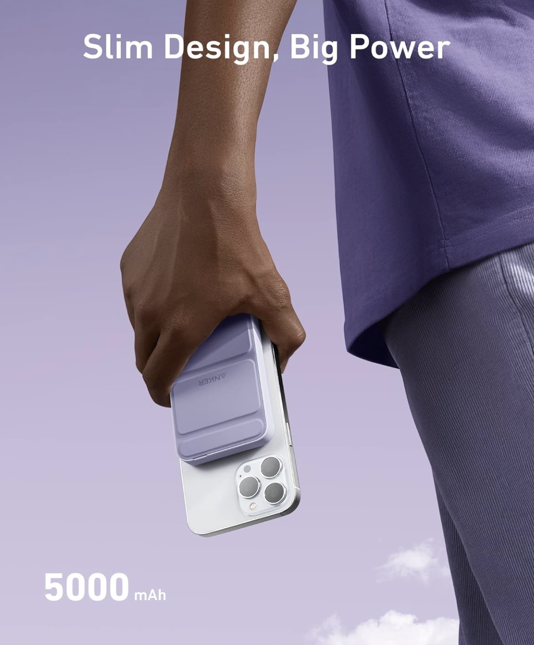 Батарея магнитная с подставкой Anker 622 Magnetic Magsafe iPhone 16/16 Pro/16 Pro Max iPhone 15/14/13/12 Series 5000 mAh Purple (2083974092) - фото 4