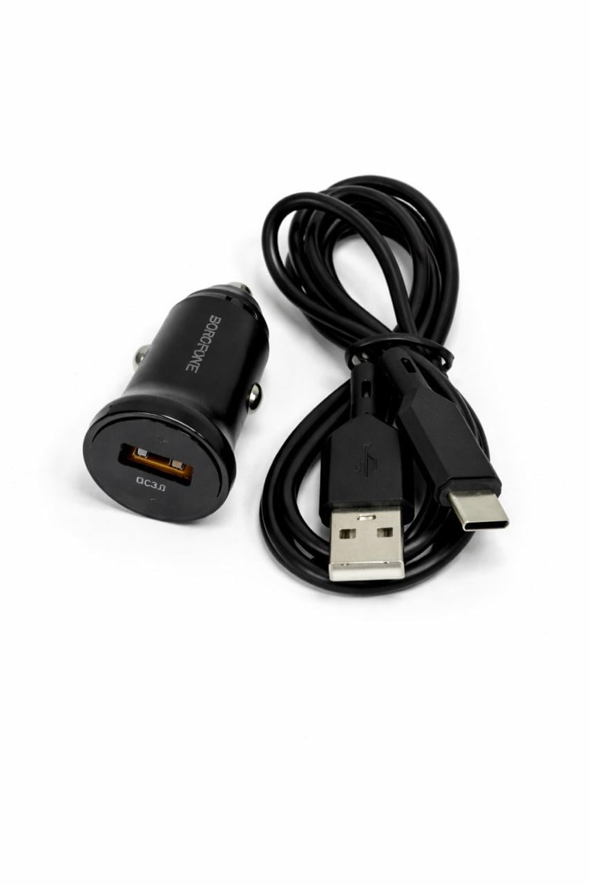 Зарядное устройство от прикуривателя Borofone BZ18 Type-C 2in1 QC 3.0 Black (10291035)