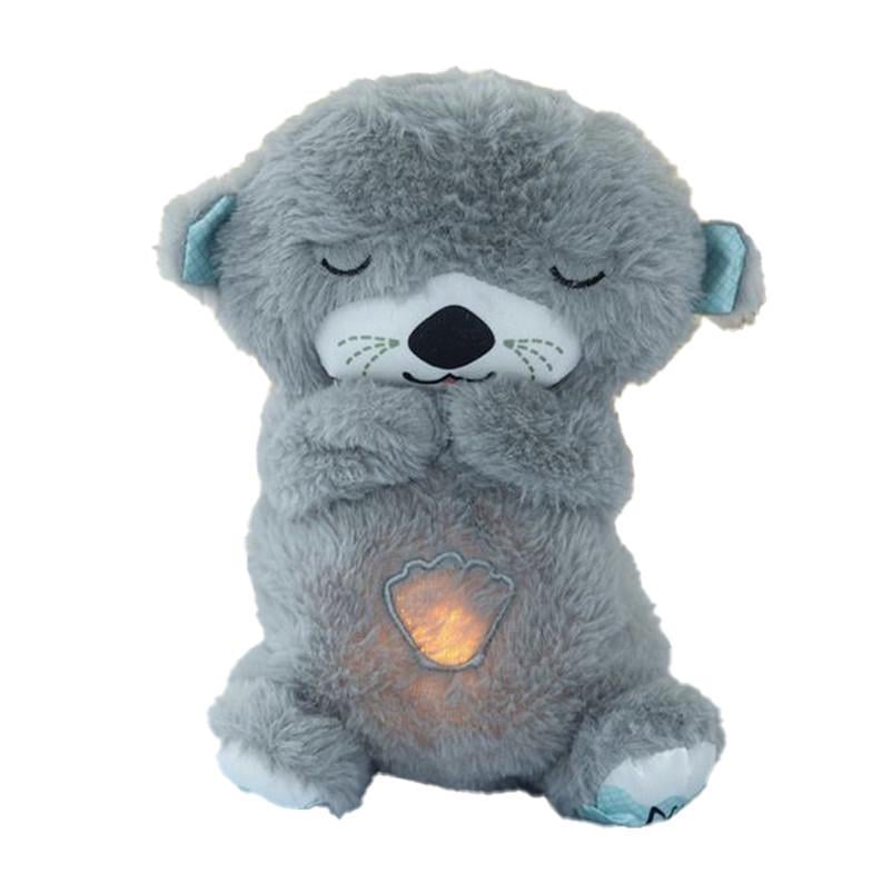 Игрушка интерактивная плюшевая выдра с функцией ночника и музыкальное дыхание 30 см Серый (wh046) - фото 2