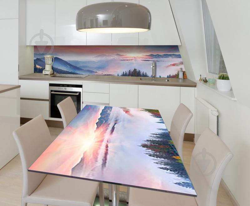 Наклейка 3Д виниловая на стол Zatarga «Пробуждение гор» 650х1200 мм для домов, квартир, столов, кофейн, кафе