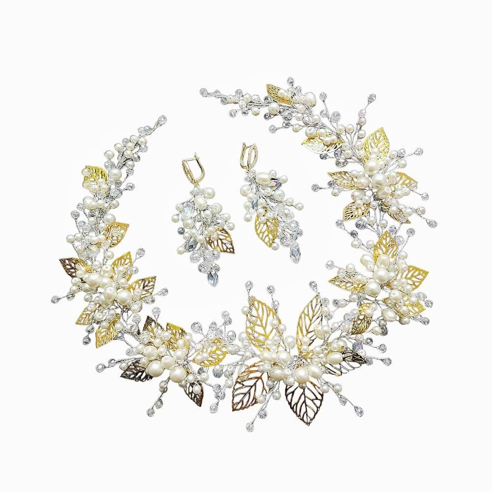 Украшения в прическу на свадьбу Золотая осень набор (NP-0007)